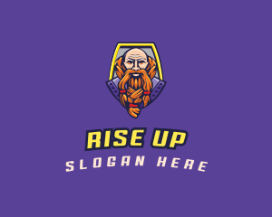 Viking Warrior Old Man Gaming logo design