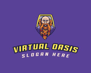 Viking Warrior Old Man Gaming logo design