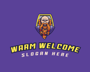 Viking Warrior Old Man Gaming logo design