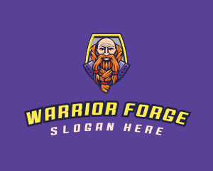 Viking Warrior Old Man Gaming logo design