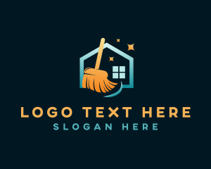 Sanitation Broom Cleaning logo design