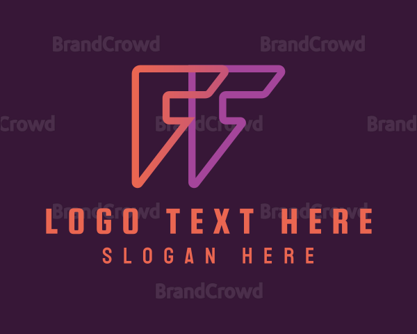 Gradient Triangle Outline Letter F Logo