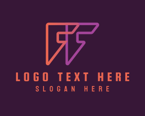 Digital - Gradient Triangle Outline Letter F logo design