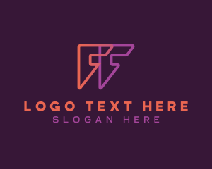 Innovation - Gradient Triangle Outline Letter F logo design