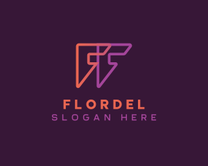 Gradient Triangle Outline Letter F logo design