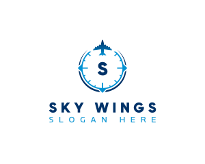 Airplane Travel Compass logo design