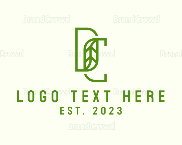 Green Leaf Letter DC Monogram Logo