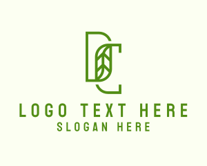 Green Leaf Letter DC Monogram Logo
