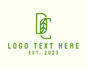 Organic Food - Green Leaf Letter DC Monogram logo design