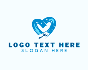 Cleaning - Heart Cleaning Squeegee logo design