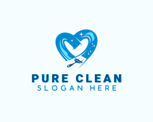 Heart Cleaning Squeegee  logo design