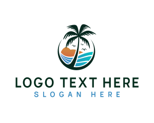 Coconut Tree - Seaside Beach Resort logo design