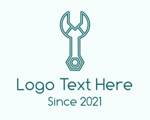 Autorepair - Green Wrench Line Art logo design