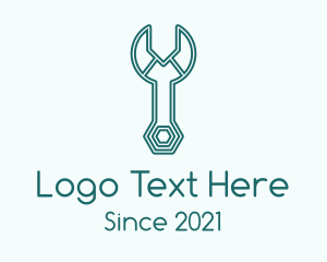 Wrench - Green Wrench Line Art logo design