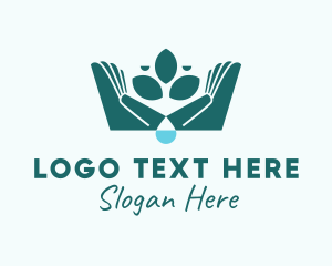 Vegan - Wellness Hand Plant Droplet logo design