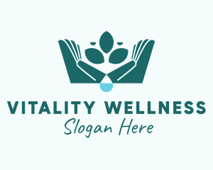 Wellness Hand Plant Droplet logo design