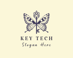 Purple Butterfly Key logo design