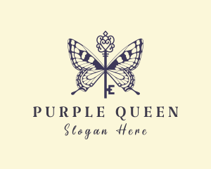 Purple Butterfly Key logo design