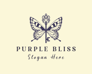 Purple Butterfly Key logo design