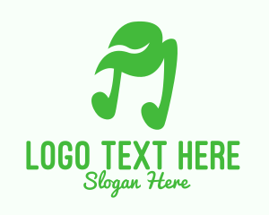 Music Streaming - Green Natural Musical Note logo design