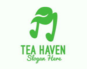 Green Natural Musical Note logo design