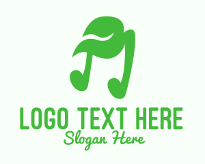 Music - Green Natural Musical Note logo design