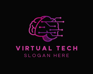 Virtual - Brain Artificial Intelligence logo design
