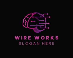 Wire - Brain Artificial Intelligence logo design