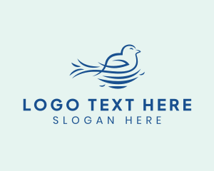 Nesting - Happy Blue Jay Bird logo design
