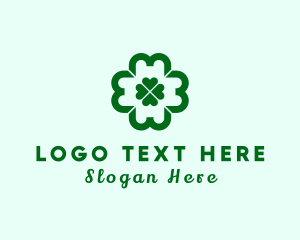 Luck - Flower Clover Heart logo design