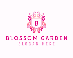 Flora - Ornamental Flower Arrangement Shield logo design