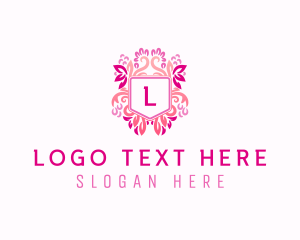 Fashion Designer - Ornamental Flower Arrangement Shield logo design