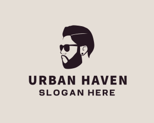 Man Beard Sunglasses logo design