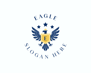 Crown Eagle Shield Crest logo design
