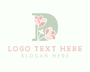 Floral - Pastel Flowers Letter D logo design