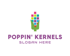 Popcorn - Digital Pixel Corn logo design