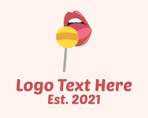 Lipstick - Lips Candy Lollipop logo design
