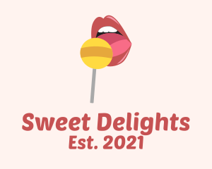 Lips Candy Lollipop logo design