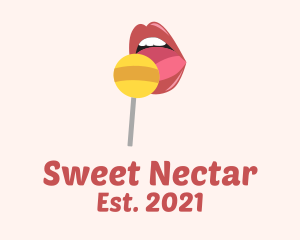 Lips Candy Lollipop logo design