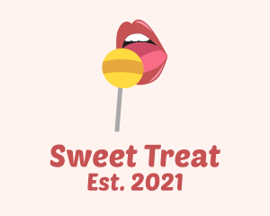 Candy - Lips Candy Lollipop logo design