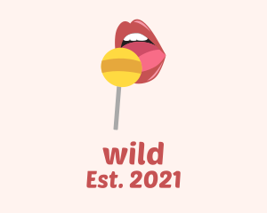 Sexy - Lips Candy Lollipop logo design