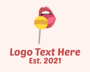 Food - Lips Candy Lollipop logo design