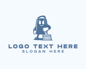 Cleaning Tool - Broom Janitor Housekeeper logo design