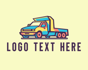 Freight - Colorful Flatbed Truck logo design