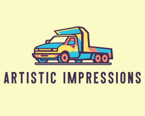 Colorful Flatbed Truck logo design