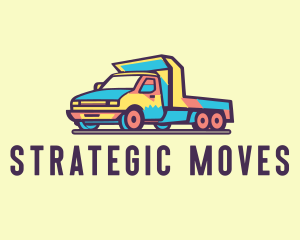 Colorful Flatbed Truck logo design