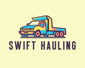 Hauling - Colorful Flatbed Truck logo design