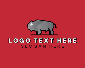 Bison Farm Animal Logo