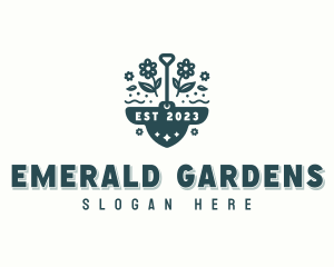 Flower Shovel Gardener logo design