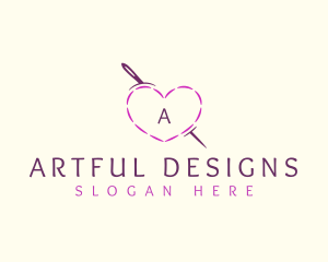 Needle Heart Stitch logo design